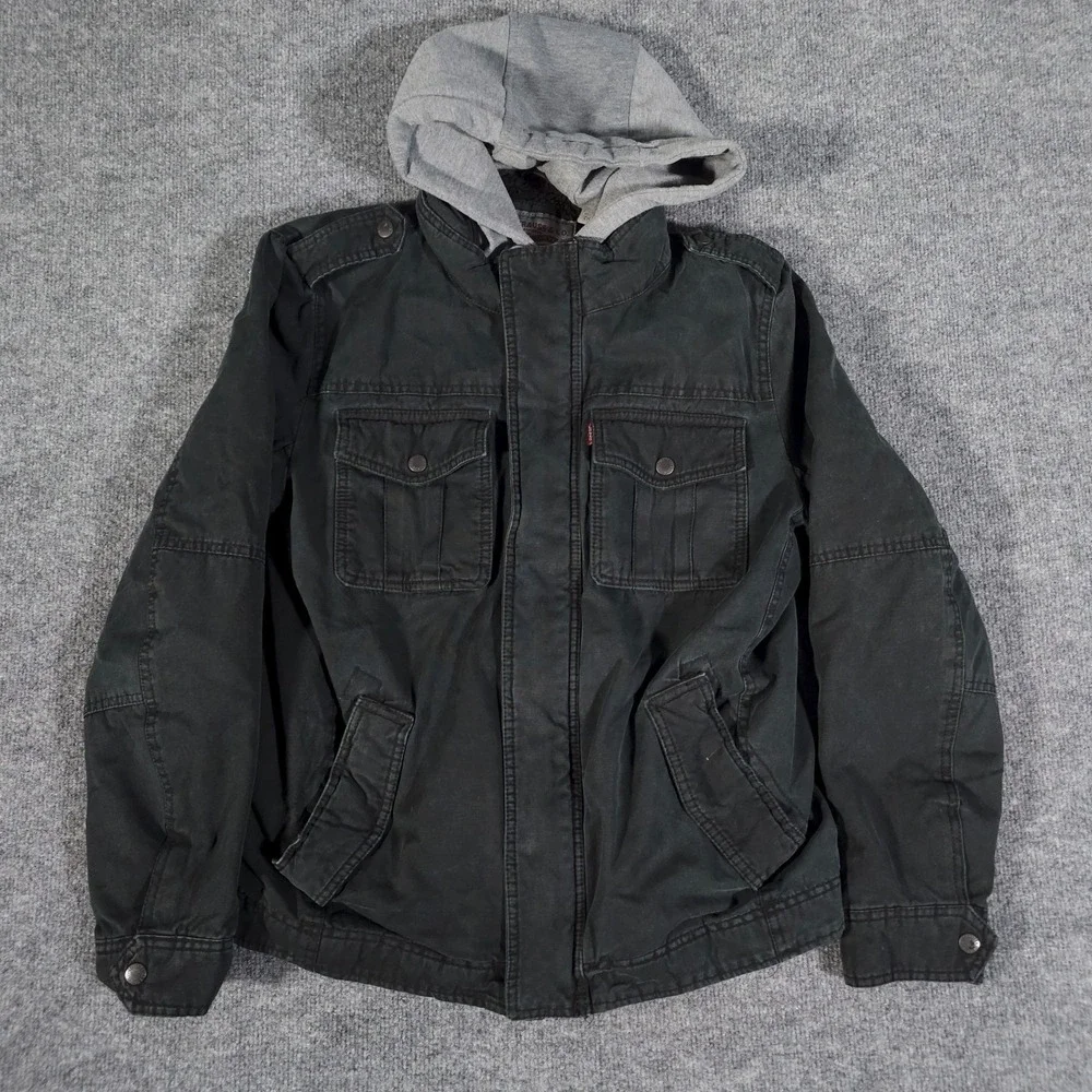 Levi's Black Jacket with Gray Hood